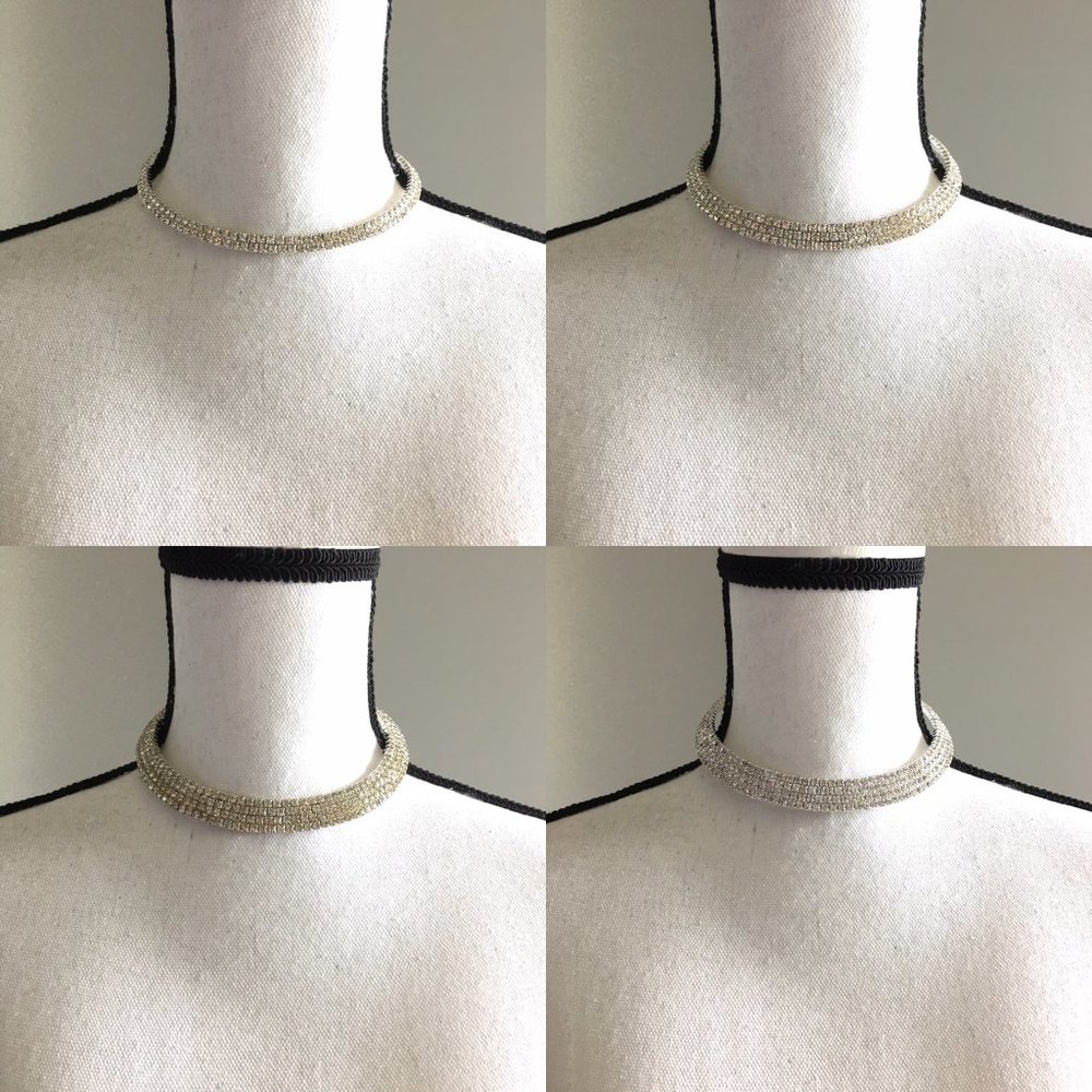 Set of 4 Rhinestone Choker Necklaces